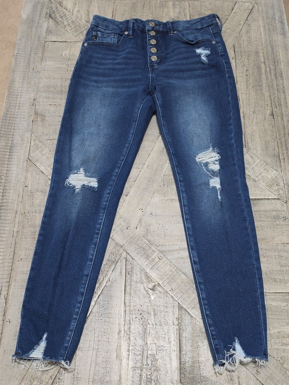 Kancan High-Rise Distressed Skinny Jeans - Dark Blue